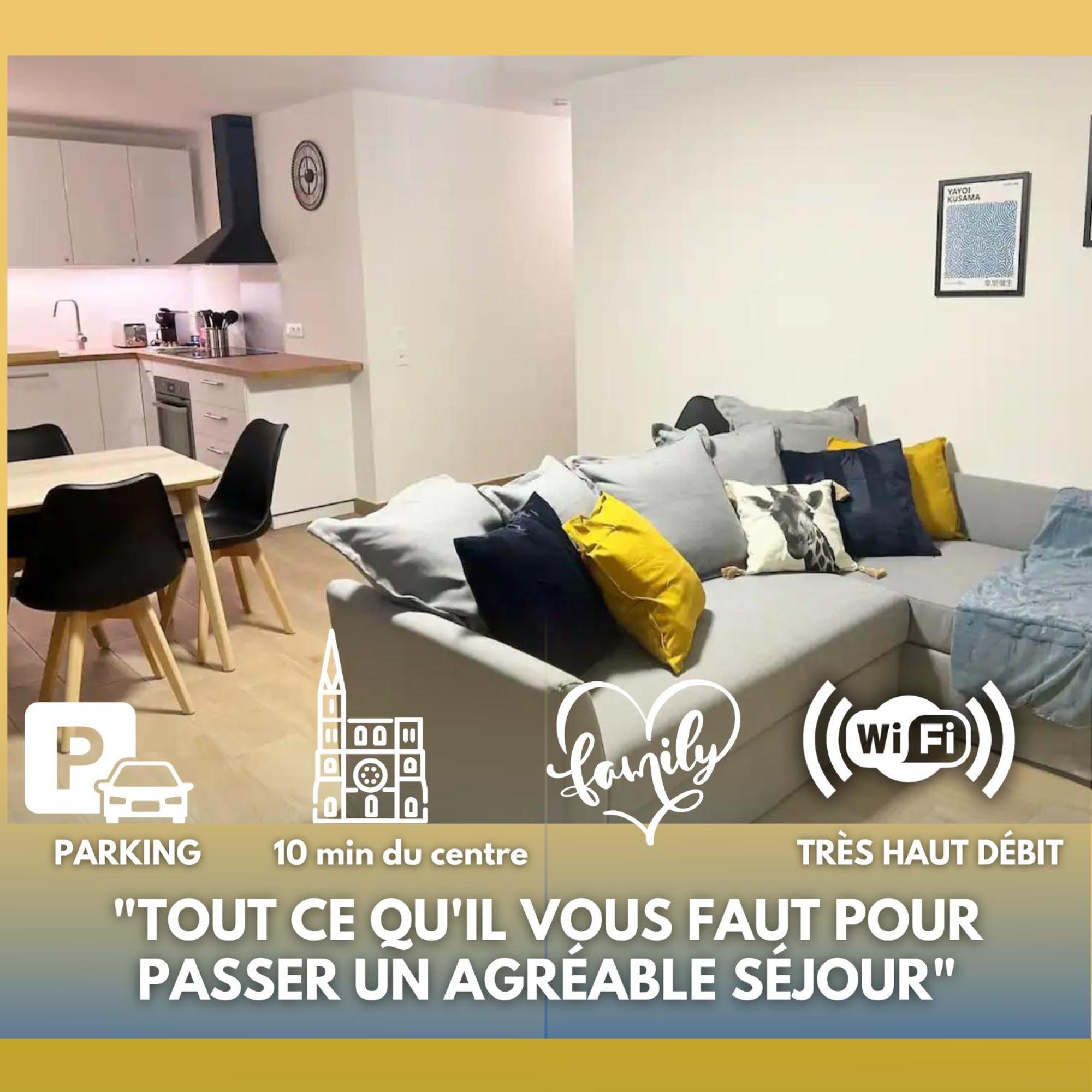Grand Neuf Lumineux, Parking Gratuit, 10 Min Centre Apartment